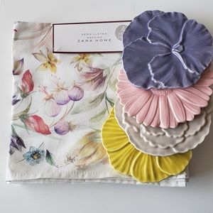 ZARA HOME floral cloth napkins and coasters